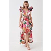 Coast Women's Twill Printed Midi Dress in Orange | Size: 8