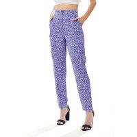 Liquorish Women's Stroke Print Trousers in Purple | Size: 16