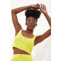 Yellow Knitted Rib Mini Skirt with a Front Zip