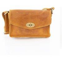 PRIMEHIDE Women's 'Columbia' Leather Medium Flapover Handbag in Mustard
