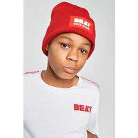 Beat Boyz Club Men's Logo Badge Beanie Hat in Red