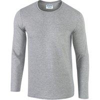 Gildan Men's Softstyle Polycotton Long-Sleeved T-Shirt in Grey | Size: Large