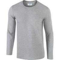 Gildan Men's Softstyle Polycotton Long-Sleeved T-Shirt in Grey | Size: XL