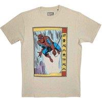 Spider-Man Men's Japanese Action Pose Printed Light Sand T-Shirt | Size: Large