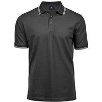 TEE JAYS Men's Tipped Stretch Polo Shirt in Dark Grey | Size: Small