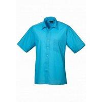 Premier Men's Short Sleeve Poplin Shirt in Turquoise | Size: 21 inches