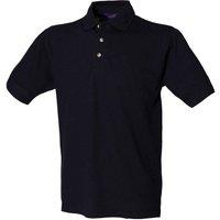 Henbury Men's Classic Cotton Pique Heavy Polo Shirt in Navy | Size: XS