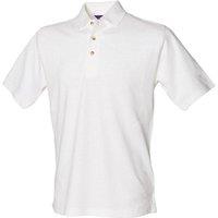 Henbury Men's Classic Cotton Pique Heavy Polo Shirt in White | Size: 2XL