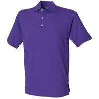 Henbury Men's Classic Cotton Pique Heavy Polo Shirt in Purple | Size: Medium