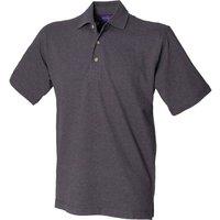 Henbury Men's Classic Cotton Pique Heavy Polo Shirt in Charcoal | Size: 2XL