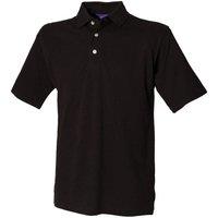 Henbury Men's Classic Cotton Pique Heavy Polo Shirt in Black | Size: XS