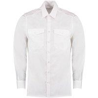 Kustom Kit Men's Long-Sleeved Pilot Shirt in White | Size: 18.5 in