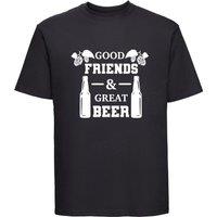 60 SECOND MAKEOVER Men's Good Friends & Great Beer T-Shirt in Black | Size: Medium