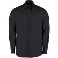 Kustom Kit Men's Oxford Tailored Long-Sleeved Shirt in Black | Size: 17.5 in
