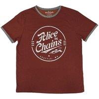 Alice In Chains Men's Circle Emblem Cotton T-Shirt in Red | Size: 2XL