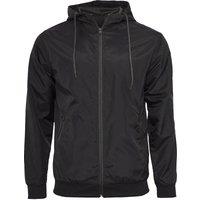 Build Your Brand Men's Zip Up Wind Runner Jacket in Black | Size: 2XL