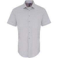 Premier Men's Poplin Stretch Short-Sleeved Shirt in Silver | Size: XS