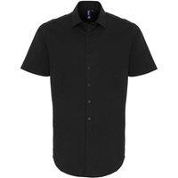 Premier Men's Poplin Stretch Short-Sleeved Shirt in Black | Size: Large