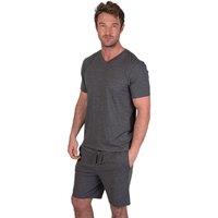 Light & Shade Men's V Neck Tee & Short Pyjama Set in Charcoal | Size: Small