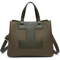 JFY Women's 3 Compartments Top Zip Closure Tote Bag in Green