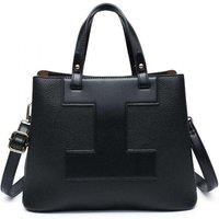 JFY Women's 3 Compartments Top Zip Closure Tote Bag in Black