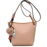 JFY Women's Silk Scarf Heart Shape Charm Cross Body Bag in Pink