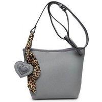 JFY Women's Silk Scarf Heart Shape Charm Cross Body Bag in Grey
