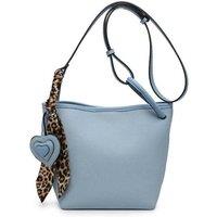 JFY Women's Silk Scarf Heart Shape Charm Cross Body Bag in Blue