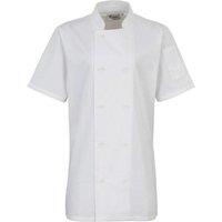 Premier Women's Short-Sleeved Chef Jacket in White | Size: Small