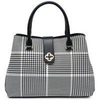 JFY Women's 3 Compartments Top Zip Closure Tote Bag in Black