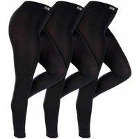 THMO Women's 3 Pack Multipack Black Thermal Footless Leggings, Winter Tights | Size: Large