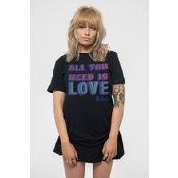 Beatles Women's All You Need Is Love Skinny Fit T-Shirt in Black | Size: Small