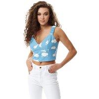 Liquorish Women's Cloud Print Cropped Top in Blue | Size: 16