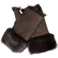 Infinity Leather Women's Shearling Mittens Fingerless Cuffs Toscana Suede Sheepskin Fur in Brown