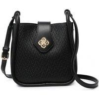 JFY Women's Flower Shape Flap Over Twist Lock Clasp Cross Body Bag in Black