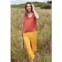 Nomads Clothing Women's Viscose Cropped Wide Leg Crinkle Trousers in Mustard | Size: 10
