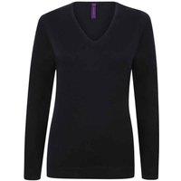 Henbury Women's Cotton Acrylic V Neck Sweatshirt in Navy | Size: 2XL
