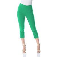 Roman Women's Cropped Stretch Trouser Capri Summer Leggings 3/4 Pedal Pushers in Green | Size: 12