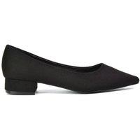 XY London Women's 'Karen' Pointed Toe Court Shoes With Low Block Heel in Jet Black | Size: 6