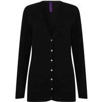Henbury Women's Cotton Acrylic V Neck Cardigan in Black | Size: 3XL