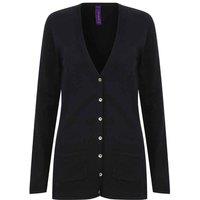 Henbury Women's Cotton Acrylic V Neck Cardigan in Navy | Size: 3XL