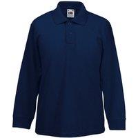 Fruit of the Loom Long Sleeve 65 35 Pique Polo Polo Shirts Pack of 2 in Mid Navy | Size: 7-8 Years