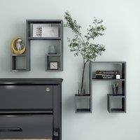 Berkfield Home Wall Shelf 2 pcs High Gloss Grey 50x15x50 cm Engineered Wood | Size: 50 x 15 x 50 cm