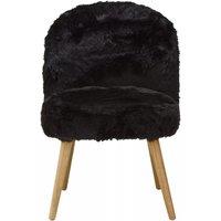 Black Fur Effect Chair, Backrest Indoor Chair, Easy to Clean Small Lounge Chair
