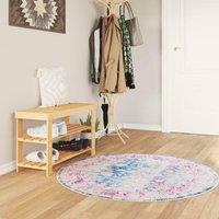 Berkfield Home Rug Washable Multicolour 120 cm Anti Slip | Size: 100 cm diameter