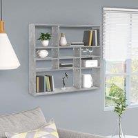 Berkfield Home Wall Shelf Concrete Grey 90x16x78 cm Engineered Wood | Size: 90 x 16 x 78 cm
