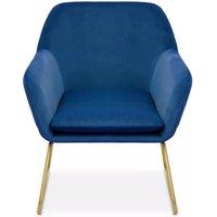 Orsina Functional Velvet Bushed Gold ArmChair, Cozy Desk Chair Velvet, Easy to Clean in Blue