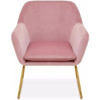 Orsina Functional Velvet Bushed Gold ArmChair, Cozy Desk Chair Velvet, Easy to Clean in Pink