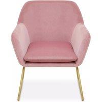 Orsina Functional Velvet Bushed Gold ArmChair, Cozy Desk Chair Velvet, Easy to Clean in Rose