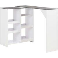 Berkfield Home Bar Table with Moveable Shelf White 138x39x110 cm | Size: 138 x 39 x 110 cm
